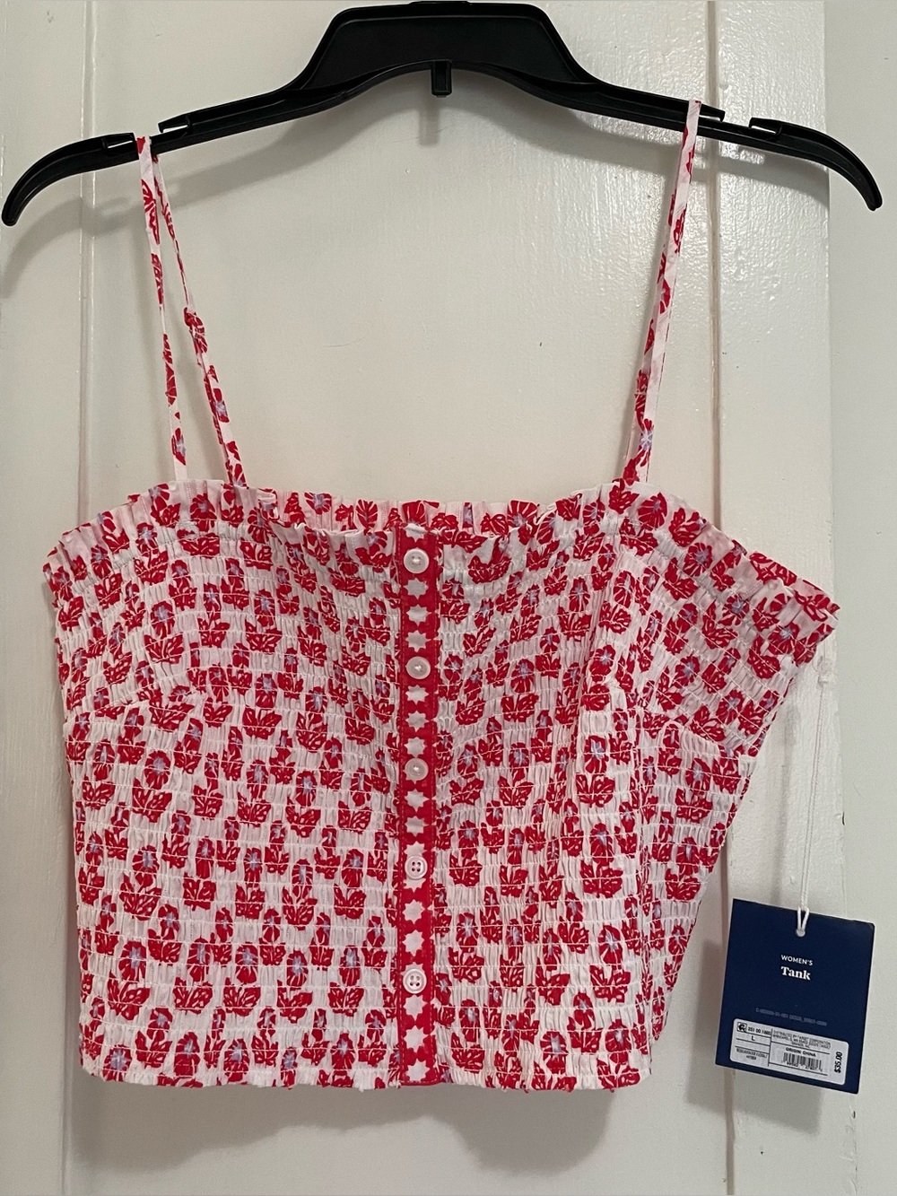Roller Rabbit Red and White Floral Smocked Tank large